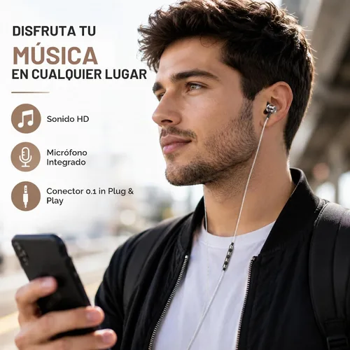 Vista 2 de Sephia SP3060VC - Auriculares con cable y micrófono, auriculares intrauditivos con graves profundos y aislamiento de ruido, controladores de 10mm