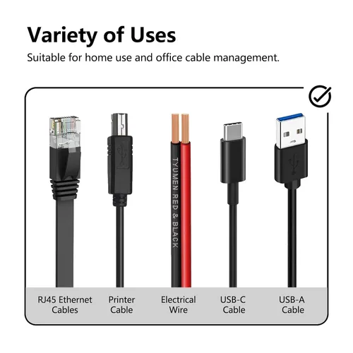 Vista 3 de Jadaol Clips para cable con clavos, paquete de 400 clips de cable (0.197 in, 0.236 in, 0.315 in, 0.394 in), clavijas planas de cable para cable