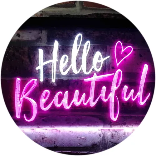 Vista 9 de ADVPRO Hello Beautiful Battling Cancers Support - Letrero de neón LED de doble color, azul y rojo, 12 x 8.5 pulgadas, st6s32-i1177-br azul y Red