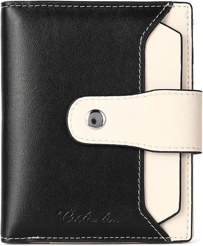 Vista 13 de BOSTANTEN Cartera de piel para mujer, con bloqueo RFID, pequeña, plegable, con bolsillo con cremallera, tarjetero, con ventana de identificación