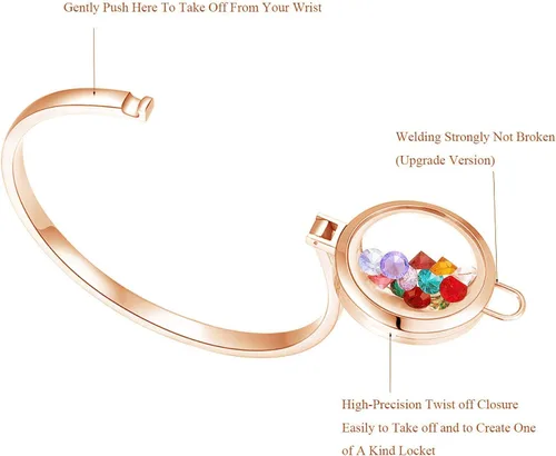 Vista 4 de BG247 Acero inoxidable 1.181in vidrio flotante memoria Living Locket brazalete pulsera