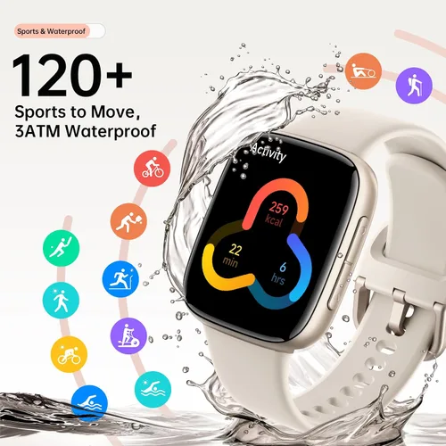 Vista 5 de Relojes inteligentes para mujeres y hombres, reloj inteligente AMOLED HD de 1.85 pulgadas para iPhone Android, resistente al agua 3ATM, llamadas