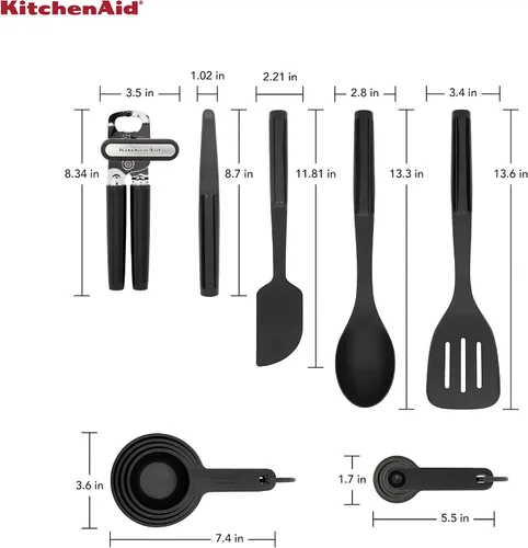 Vista 2 de KitchenAid Juego universal de herramientas y artilugios, 14 piezas, negro