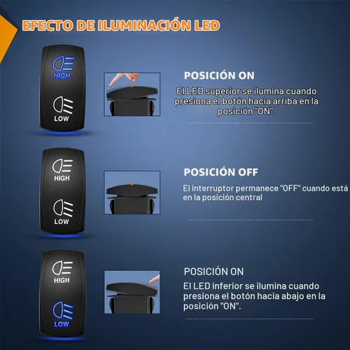 Vista 3 de Nilight Interruptor basculante de luces de alto y bajo alcance, interruptor de palanca de encendido/apagado/encendido DPDT de 7 pines, cables