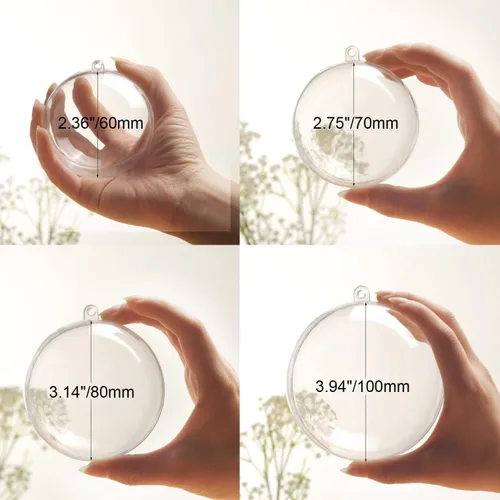 Vista 4 de 10 bolas decorativas de plástico transparente de relleno de 2.75 pulgadas, bola transparente para manualidades, Navidad, cumpleaños, boda, fiesta