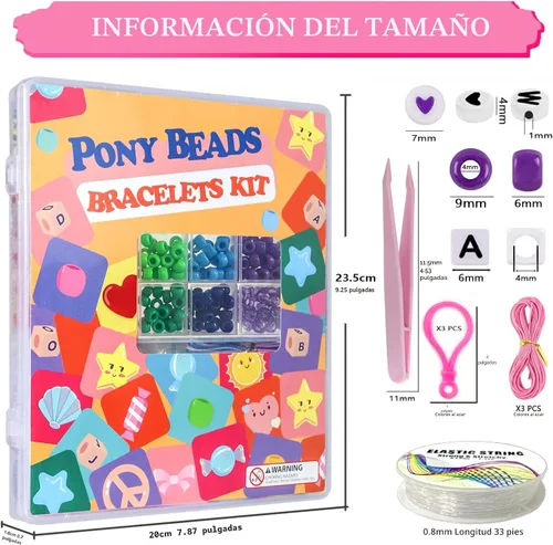 Vista 2 de LIS HEGENSA Cuentas de Pony a Granel, Cuentas Kandi para Hacer Collares de Joyería, Trenzado de Cabello, Kits de Fabricación de Pulseras, Cuentas