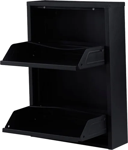Vista 12 de Zapatero con cajón abatible, organizador de almacenamiento, estante para zapatos independiente, sin necesidad de montaje para montaje en pared Gris