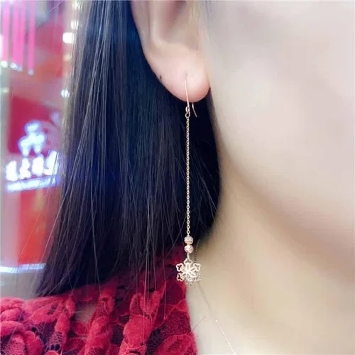 Vista 5 de MC Creative New In 585 Purple Gold Fashion Long Hollow Snowflake Earrings For Women Plated 14K Rose Gold Engagement Jewelry Gift