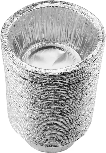 Vista 25 de Othmro Recipientes de alimentos de papel de aluminio de 3.2 x 1.5 pulgadas (DiaxH), bandejas desechables para llevar, 100 sartenes redondas de papel