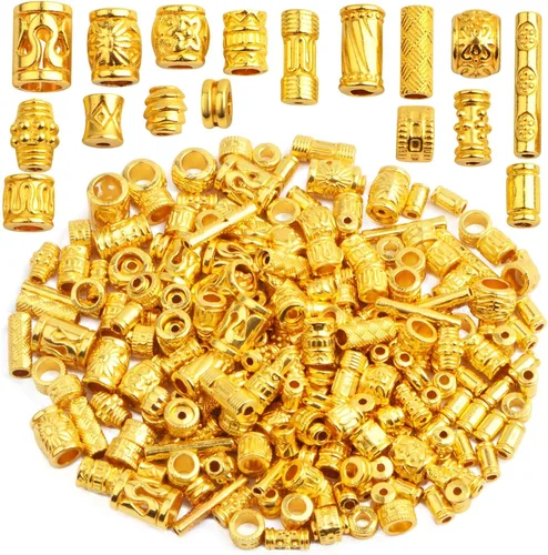 Vista 7 de BronaGrand 3.53 oz (alrededor de 220-300 unidades) cuentas espaciadoras de columna de oro antiguo, abalorios, collares, dijes, accesorios para Oro