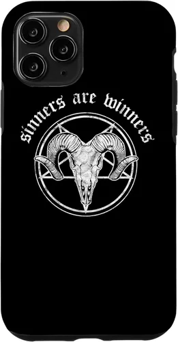 Vista 28 de Funda para iPhone 14 Occult Baphomet Tarot Card Satanic Devil Sinners are Winners