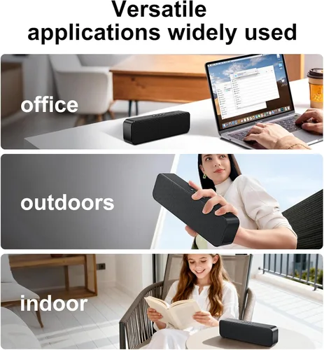 Vista 8 de Altavoces de computadora para PC de escritorio, altavoz Bluetooth recargable, barra de sonido de computadora pequeña con estéreo y graves, entrada