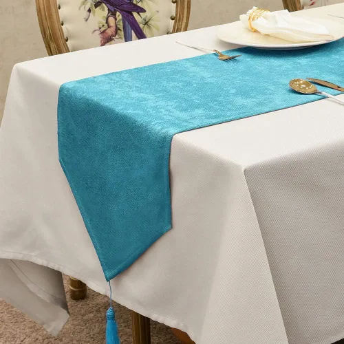 Vista 32 de BALCONY & FALCON Camino de mesa con borlas, lavable a máquina, caminos de mesa decorativos de lujo para el hogar para comedor, fiestas, banquetes
