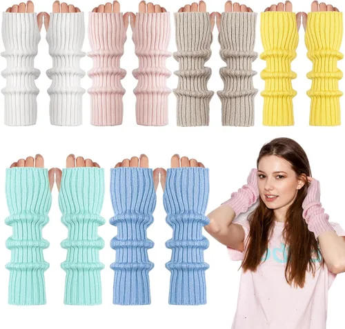 Vista 15 de Berlune 6 pares de mangas de brazo kawaii para mujer y niñas, calentadores de brazos de estilo japonés Y2K para disfraz escolar, 6