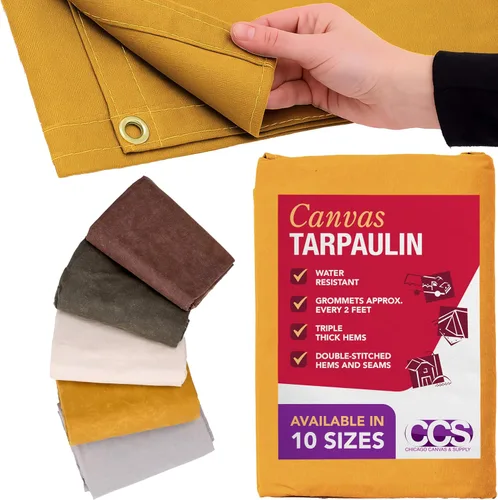 Vista 8 de CCS CHICAGO CANVAS & SUPPLY - Lona impermeable resistente, extraduradera, para varios usos, funda de lona de campamento con ojales inoxidables