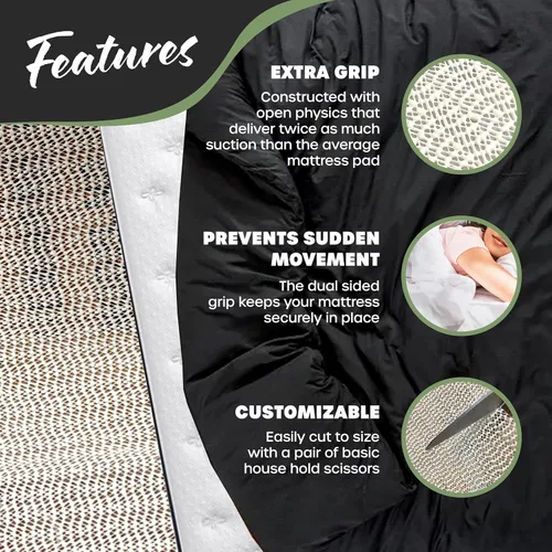 Vista 2 de Nevlers - Tapón antideslizante para colchón de 72 x 36 pulgadas, tamaño individual Customizable & Durable Open-Weave PVC Foam Design to Keep Bed