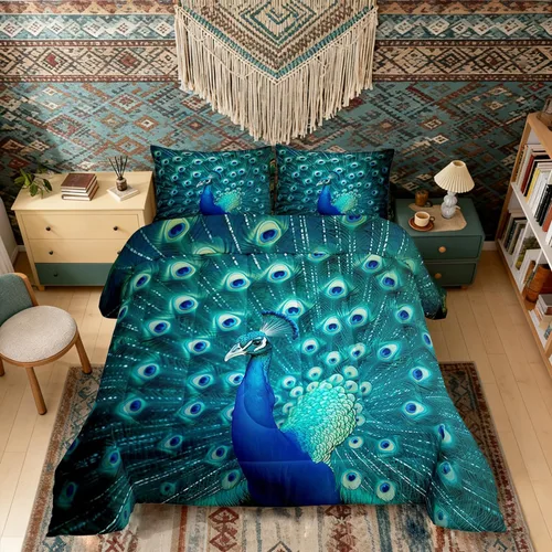 Vista 13 de Erosebridal Juego de ropa de cama de guepardo con rosa roja, juego de edredón con estampado de leopardo y gato, edredón romántico de plumón, Multi 03