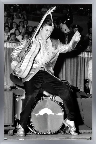 Vista 11 de Trends International Elvis Presley - Póster de pared de caderas, 22.4 pulgadas de largo x 14.7 pulgadas, versión enmarcada en madera de granero