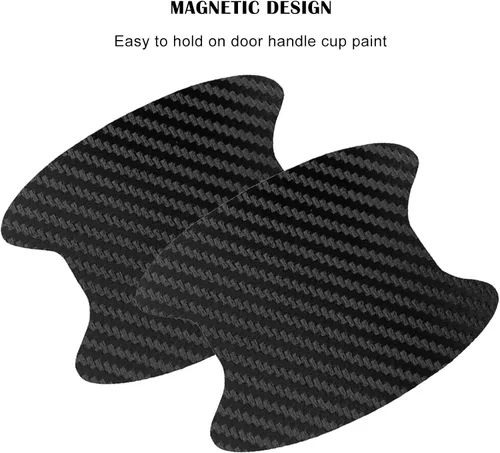 Vista 6 de kingsea 4 protectores contra arañazos para manija de puerta de automóvil, textura magnética extraíble de fibra de carbono 3D, textura de fibra