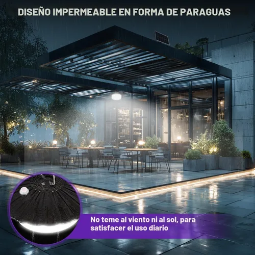Vista 7 de Luz Solar de Cobertizo para Interiores y Exteriores, Lámpara Colgante de 244 LED con Iluminación de 360°, Sensor de Movimiento, Impermeable, Luces