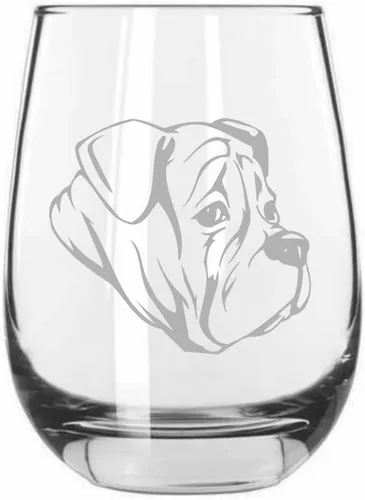Vista 536 de Shar Pei (chino) - Vaso de vino sin tallo grabado para perro, 15.25 onzas