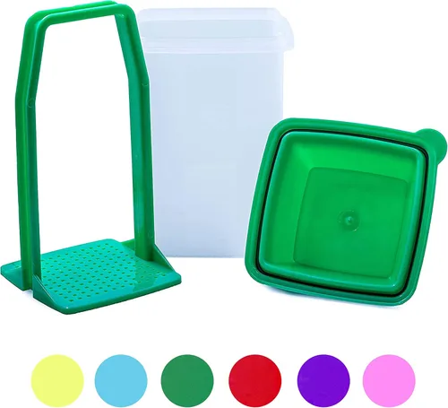 Vista 3 de 1 Gran Recipiente para Pepinillos con Colador, Contenedor para Aceitunas y Jalapeños, Almacenamiento de Alimentos