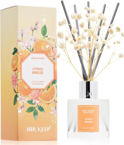 Vista 10 de Airkeep Juego de difusor de varillas – 3.38 onzas líquidas (3.4 fl oz), difusor de aroma de bambú para el hogar, incluye 8 varillas difusoras
