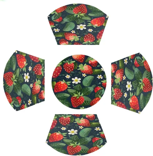 Vista 19 de Juego de 4 manteles individuales de cuña de otoño, hojas de calabaza de 4 manteles individuales de cuña y 1 mantel individual redondo. Resistente al