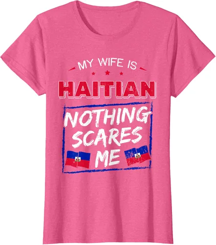 Vista 88 de My Wife Is Haitian Republic of Haiti Heritage Roots - Camiseta con bandera, Negro, S