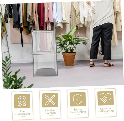 Vista 5 de Cesta plegable con asa para ropa sucia, repuesto de malla para almacenamiento de lavandería