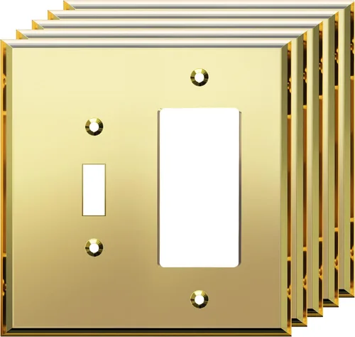 Vista 46 de LIDER Placa de pared dúplex para receptáculo, cubierta de salida con espejo, de gran tamaño, 1 cuadrilla Dorado