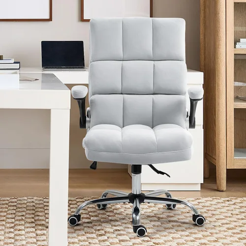 Vista 8 de ECOTOUGE Silla de oficina ejecutiva, silla de escritorio cómoda con respaldo alto, silla ergonómica de terciopelo para computadora con ángulo