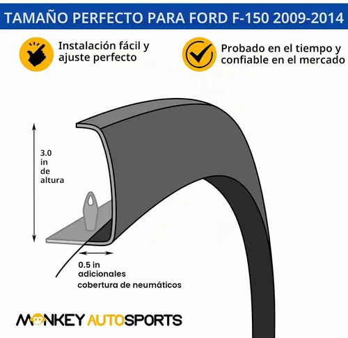 Vista 5 de Cubiertas para guardabarros de fábrica para Ford F150/estilo equipo original. Juego de 4