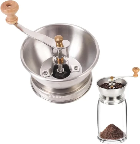 Vista 8 de Molinillo de café de tarro masón, accesorio de tapa manual para tarros Mason de boca regular, tapa de tarro Mason de acero inoxidable y rebabas