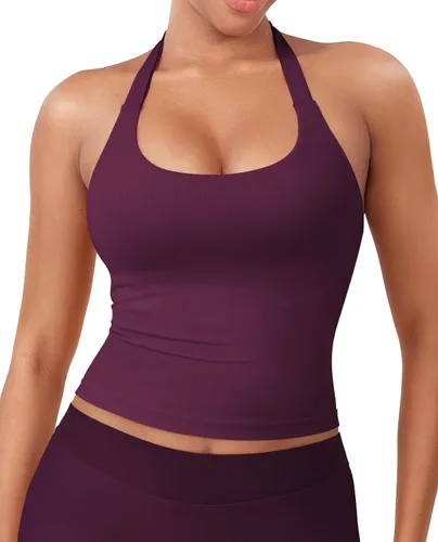 Vista 23 de YEOREO SoftHue Impact Halter - Camiseta sin mangas para mujer Blanco