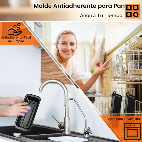 Vista 4 de Sliner - 6 moldes para pan de 12 x 5 pulgadas de largo para hornear pan