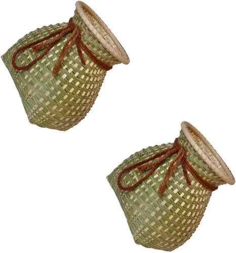 Vista 3 de STOBAZA Cesta tejida de bambú hecha a mano, sin olor, para juguetes, mantas, decoración rústica del hogar, 2