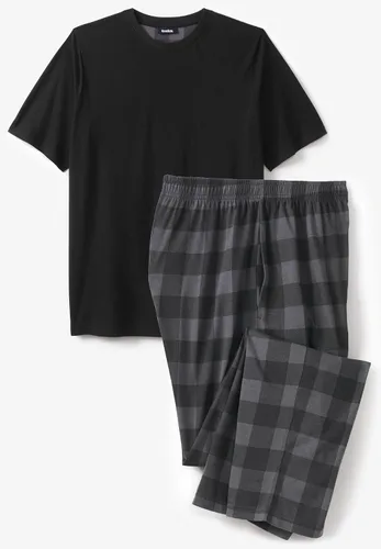 Vista 3 de KingSize Conjunto de pijama a cuadros de punto de jersey grande y alto para hombre Cuadros búfalo negro