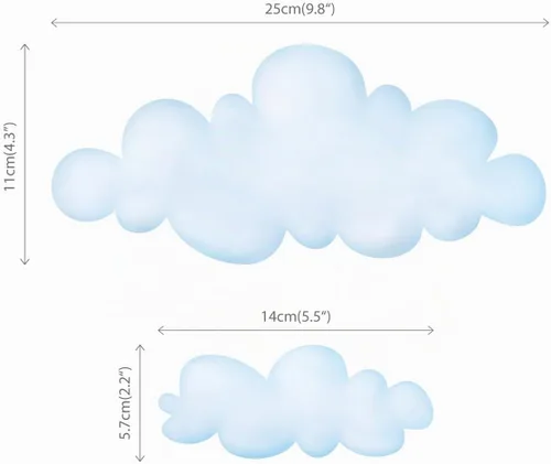 Vista 6 de DECOWALL 17 calcomanías de pared pequeñas de acuarela azul nube (DS4-8030)