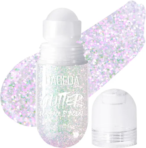 Vista 20 de DAGEDA Gel de purpurina corporal, purpurina facial enrollable para maquillaje de sirena, accesorios para festivales, rave, gel holográfico
