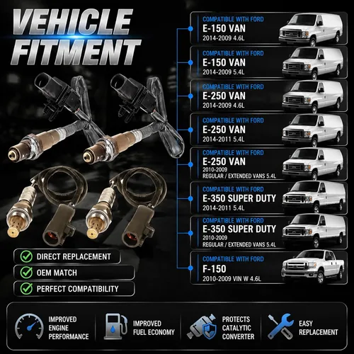 Vista 3 de Sensores de oxígeno para Ford 2014-2009 Van 4.6l 2 pares aguas arriba aguas abajo #234-4127,234-5113 2 pares de sensores O2 para Ford Van 4.6l