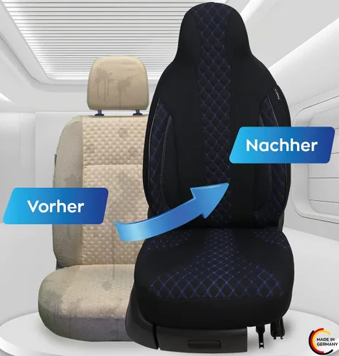 Vista 3 de BREMER SITZBEZÜGE Measure Pilot Seat Covers Compatible with Motorhome Ducato Weinsberg Adria Dethleffs Accessories,Set of 2 Protective Covers Black