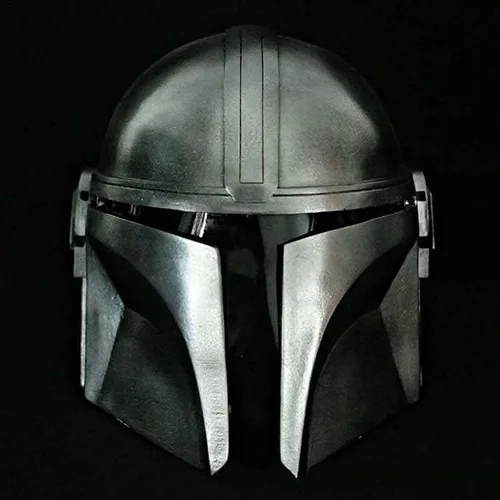 Vista 2 de Rynass Mild Steel Mandalorian Helmet Medieval Helmet for Halloween Costume Theater Role-Play Solid Armor Helmet