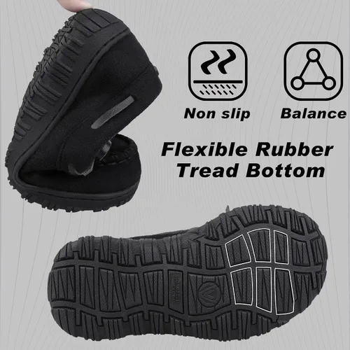 Vista 4 de NCCB Boys House Slippers Memory Foam Moccasin Shoes Furry Plush Lining Non Slip Indoor Outdoor Boys Slippers for Big Kids Little Kids