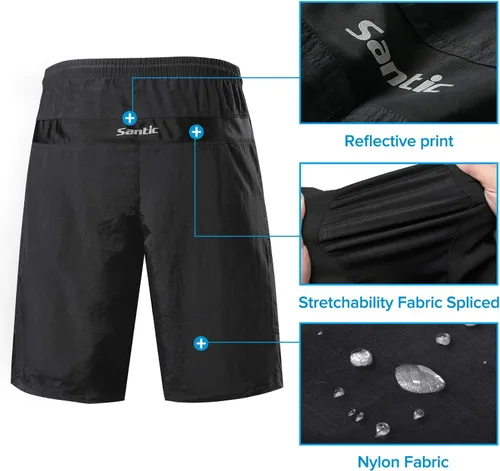 Vista 5 de Santic Coolmax - Pantalones cortos de ciclismo de montaña para hombre coolmax, ligeros