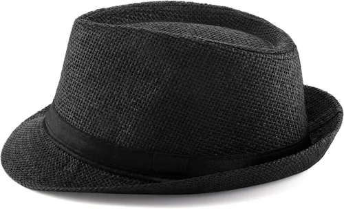 Vista 6 de FALETO Sombrero de paja de Panamá unisex de verano con ala corta, gorra de sol para playa