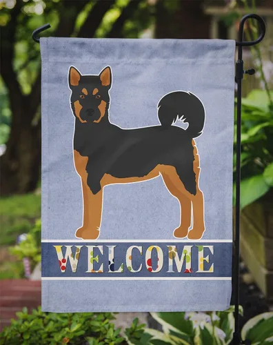 Vista 3 de Caroline's Treasures CK3704GF Bandera de jardín de bienvenida de Akita Shepherd Black and Tan - Bandera decorativa para patio exterior, patio