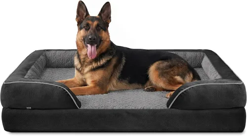 Vista 22 de L Plus - Cama ortopédica para perros grandes, sofá lavable para perros con espuma para huevos, forro impermeable y parte inferior antideslizante