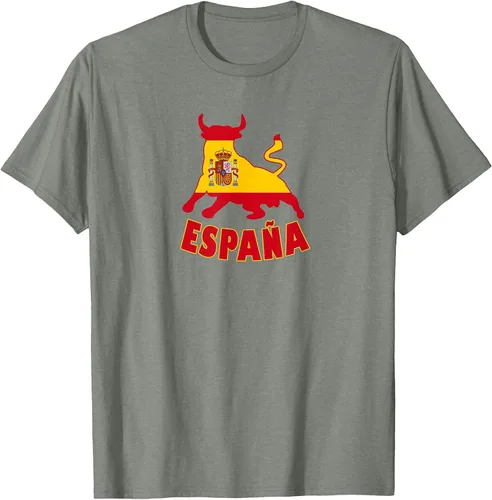 Vista 64 de Spain Espana with Bull and National Flag/Present T-Shirt Asphalt Grey