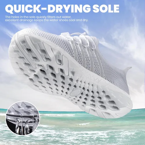Vista 4 de SEEKWAY - Zapatos acuáticos para hombre y mujer, de secado rápido, zapatos tipo descalzo para playa, surf, senderismo, piscina, deportes acuáticos